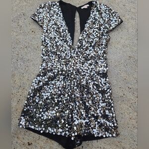 Luxxel Elegant Silver And Gold Sequin Short Jumpsuit